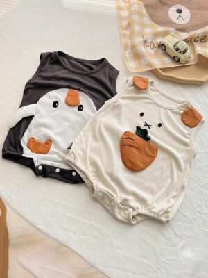 y047 - Korean baby summer clothes thin section penguin jumpsuit summer cute super cute male and female baby sleeveless fart bag - 图片 8