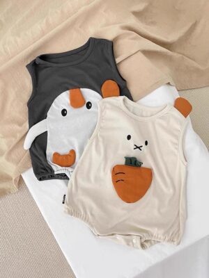 y047 - Korean baby summer clothes thin section penguin jumpsuit summer cute super cute male and female baby sleeveless fart bag - 图片 7