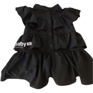 y035 - Korean children's clothing girls summer dress net red children foreign style fashionable black high-level sense of small flying sleeve skirt tide - 图片 3