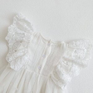y015 - Children's summer clothes 2023 new girls' cotton lace embroidered one-piece romper baby princess mesh romper dress - 图片 3