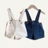 y017 - Children's ins Korean version of summer new overalls boys and girls foreign style pumpkin pants denim overalls shorts - 图片 1