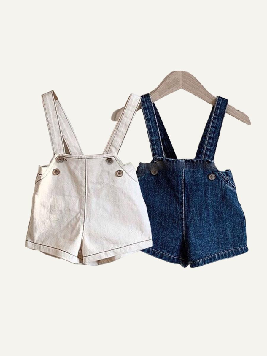 y017 - Children's ins Korean version of summer new overalls boys and girls foreign style pumpkin pants denim overalls shorts