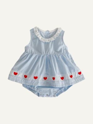 y024 - 2023 summer infants and young children cotton splicing love breathable one-piece clothes baby girl one-piece romper rompers