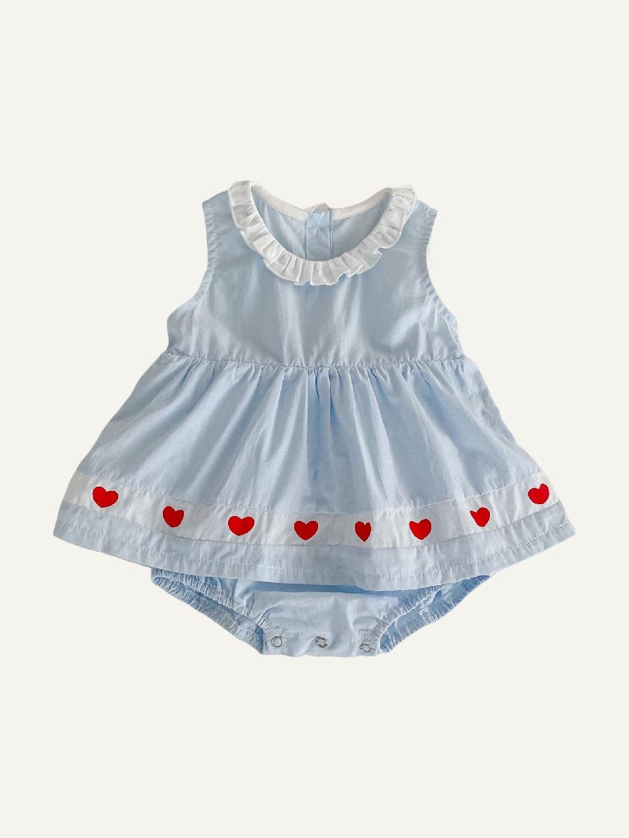 y024 - 2023 summer infants and young children cotton splicing love breathable one-piece clothes baby girl one-piece romper rompers