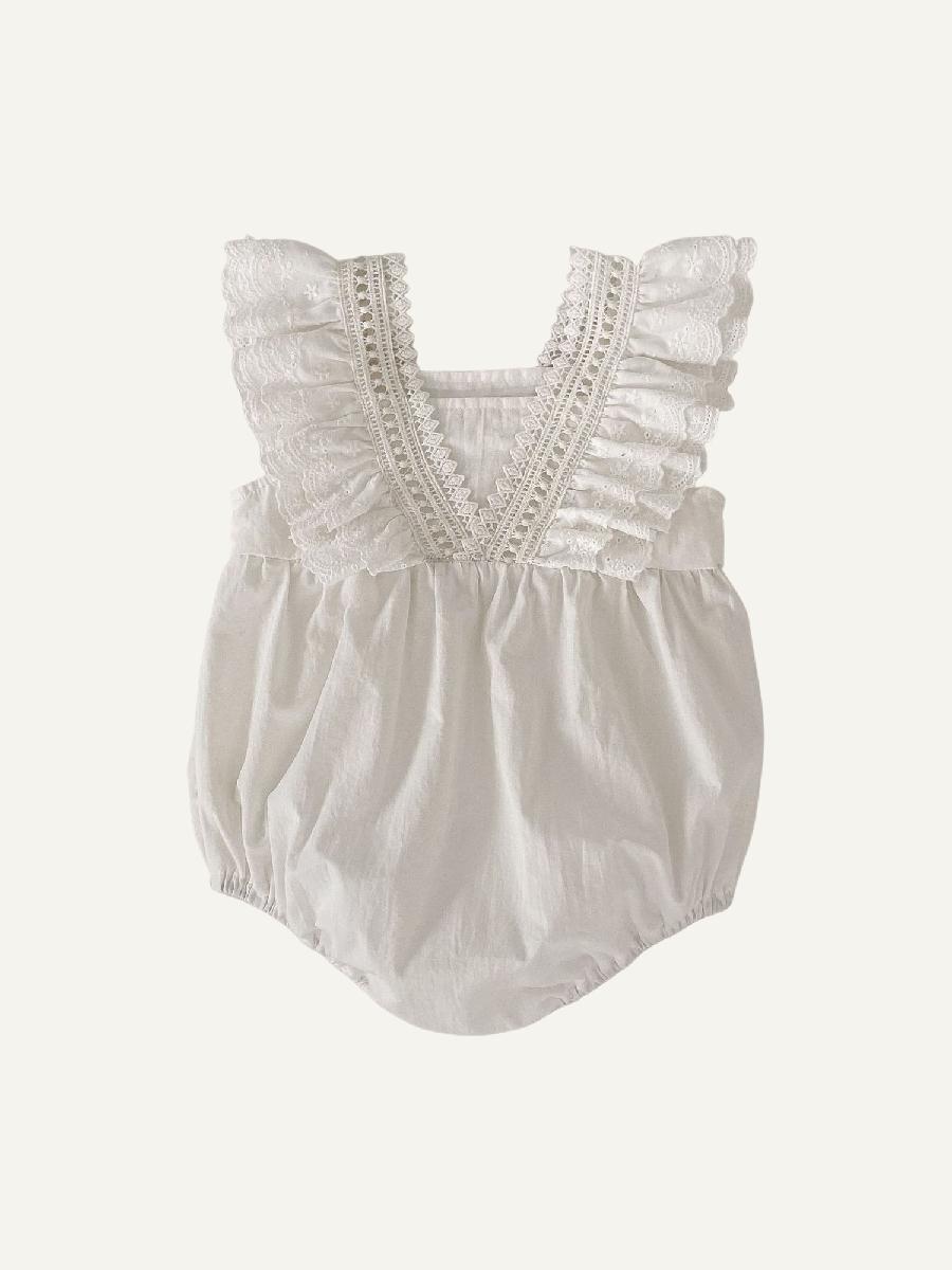 y027 - INS 2023 summer baby girl baby lace lace flying sleeve strap bag fart romper jumpsuit jumpsuit