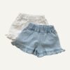 y032 - Girls foreign style soft denim shorts 2022 summer new Korean version of baby fungus side hot pants children's fashionable pants - Image 1