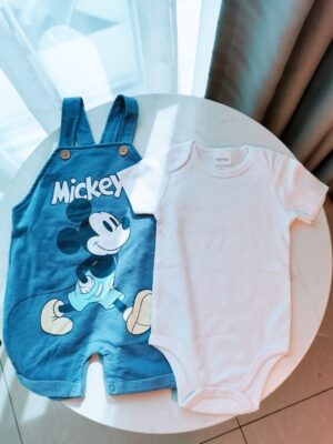 y095 - Disney Mickey Overalls Short Children's Clothing Boys and Girls Casual Pants - - 图片 5
