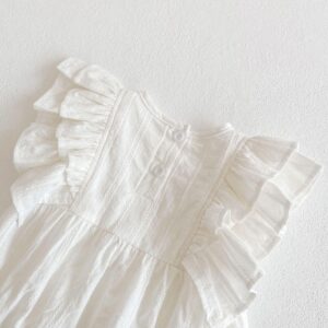 y072 - INS 2024 summer baby girl baby lace flying sleeve romper - 图片 2