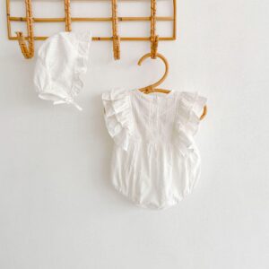 y072 - INS 2024 summer baby girl baby lace flying sleeve romper - 图片 3