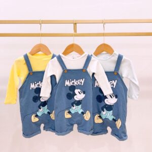 y095 - Disney Mickey Overalls Short Children's Clothing Boys and Girls Casual Pants - - 图片 15