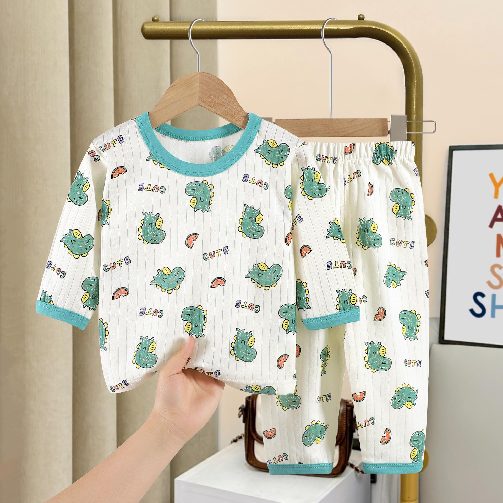 y135 - Autumn Double Layer Baby Long Sleeve Pajamas  Set - Image 4