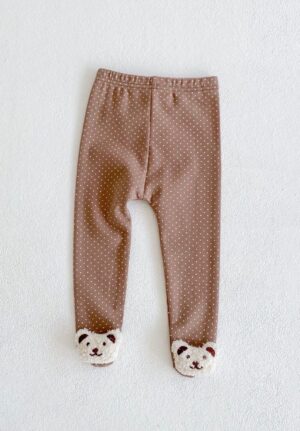 y102 - High-waisted pure cotton cute bear doll footed pants - 图片 5
