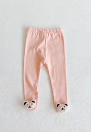 y102 - High-waisted pure cotton cute bear doll footed pants - 图片 6
