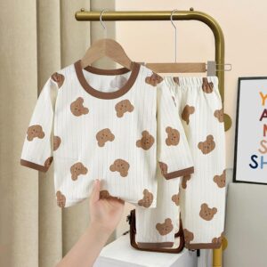 y134 - Summer 1 Layer Baby Long Sleeve Pajamas  Set - 图片 5
