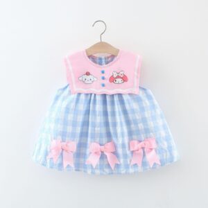 y152 - Ribbon Plaid Sleeveless Sundress - 图片 1