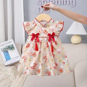 y155 - CNY Collection Summer  Chinese Style Flying Sleeve Dress - 图片 2