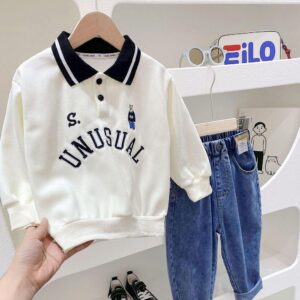 y156 - Boys' Long-Sleeved Polo Shirt T-shirt - Image 3