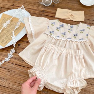 y136 - Short-Sleeved Square Collar Top + Wrap Pants Two-Piece Suit