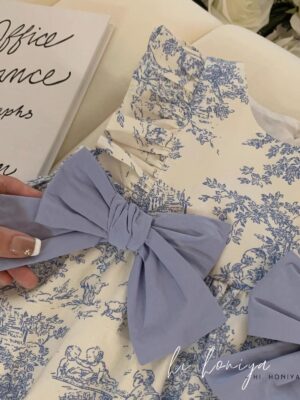 y124 - Dior Inspired Ribbon Princess Dress Flying Sleeve - 图片 3