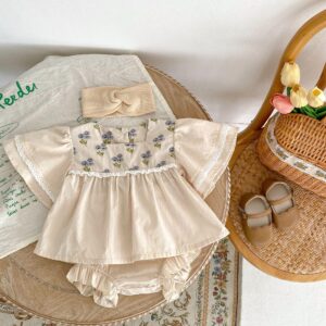 y136 - Short-Sleeved Square Collar Top + Wrap Pants Two-Piece Suit - 图片 5