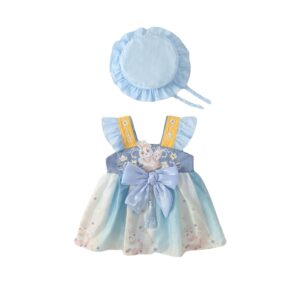 y153 - Baby Girl Lotus Rabbit Chinese Hanfu Dress - 图片 11