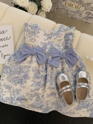y124 - Dior Inspired Ribbon Princess Dress Flying Sleeve - 图片 2