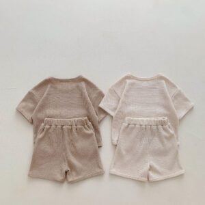 y121 - Short Sleeve Cute Bear Big Pocket Suit Set - Image 3