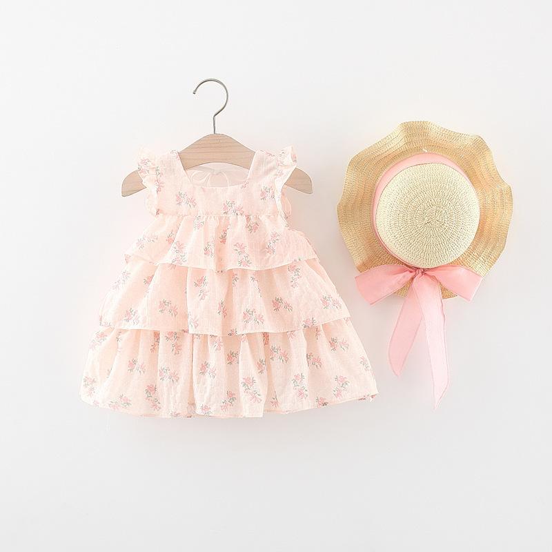 y150 - Pastoral Floral Sleeveless Princess Dress - 图片 1