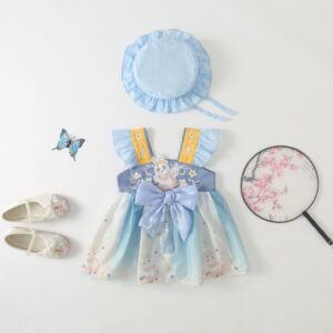 y153 - Baby Girl Lotus Rabbit Chinese Hanfu Dress - 图片 9