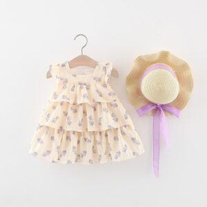 y150 - Pastoral Floral Sleeveless Princess Dress - 图片 3