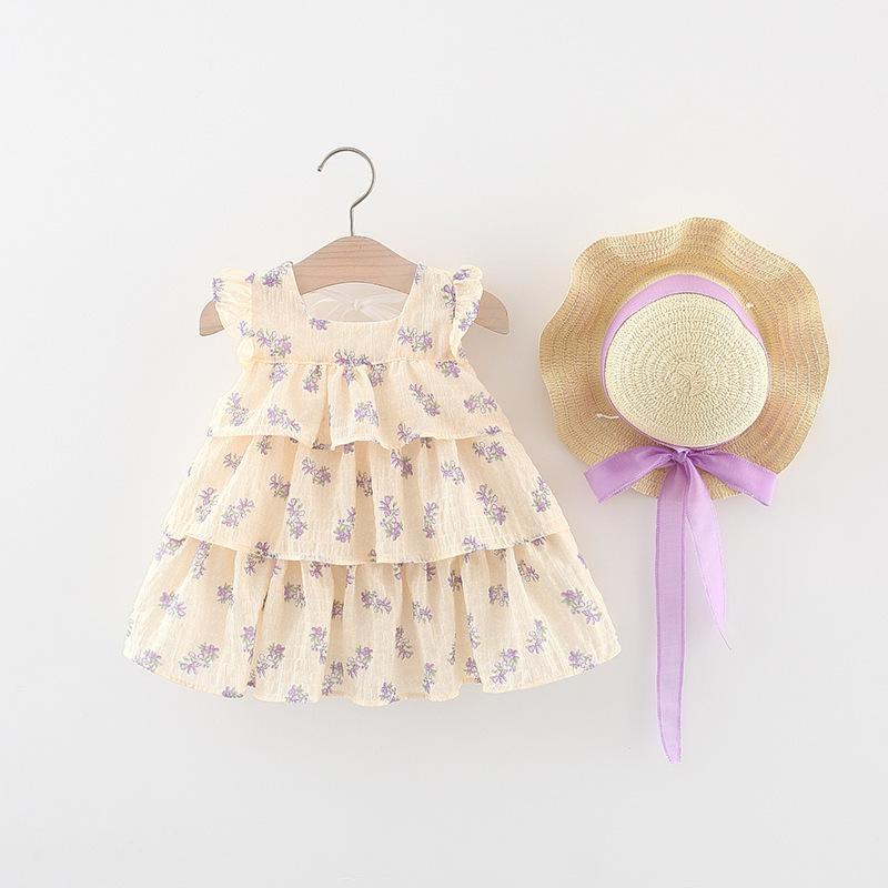y150 - Pastoral Floral Sleeveless Princess Dress - 图片 3