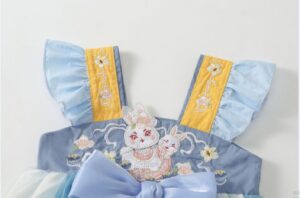 y153 - Baby Girl Lotus Rabbit Chinese Hanfu Dress - 图片 8