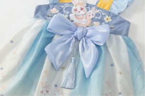 y153 - Baby Girl Lotus Rabbit Chinese Hanfu Dress - 图片 5