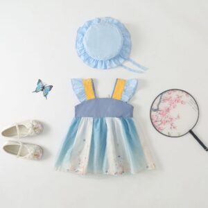 y153 - Baby Girl Lotus Rabbit Chinese Hanfu Dress - 图片 10