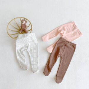 y102 - High-waisted pure cotton cute bear doll footed pants - 图片 2