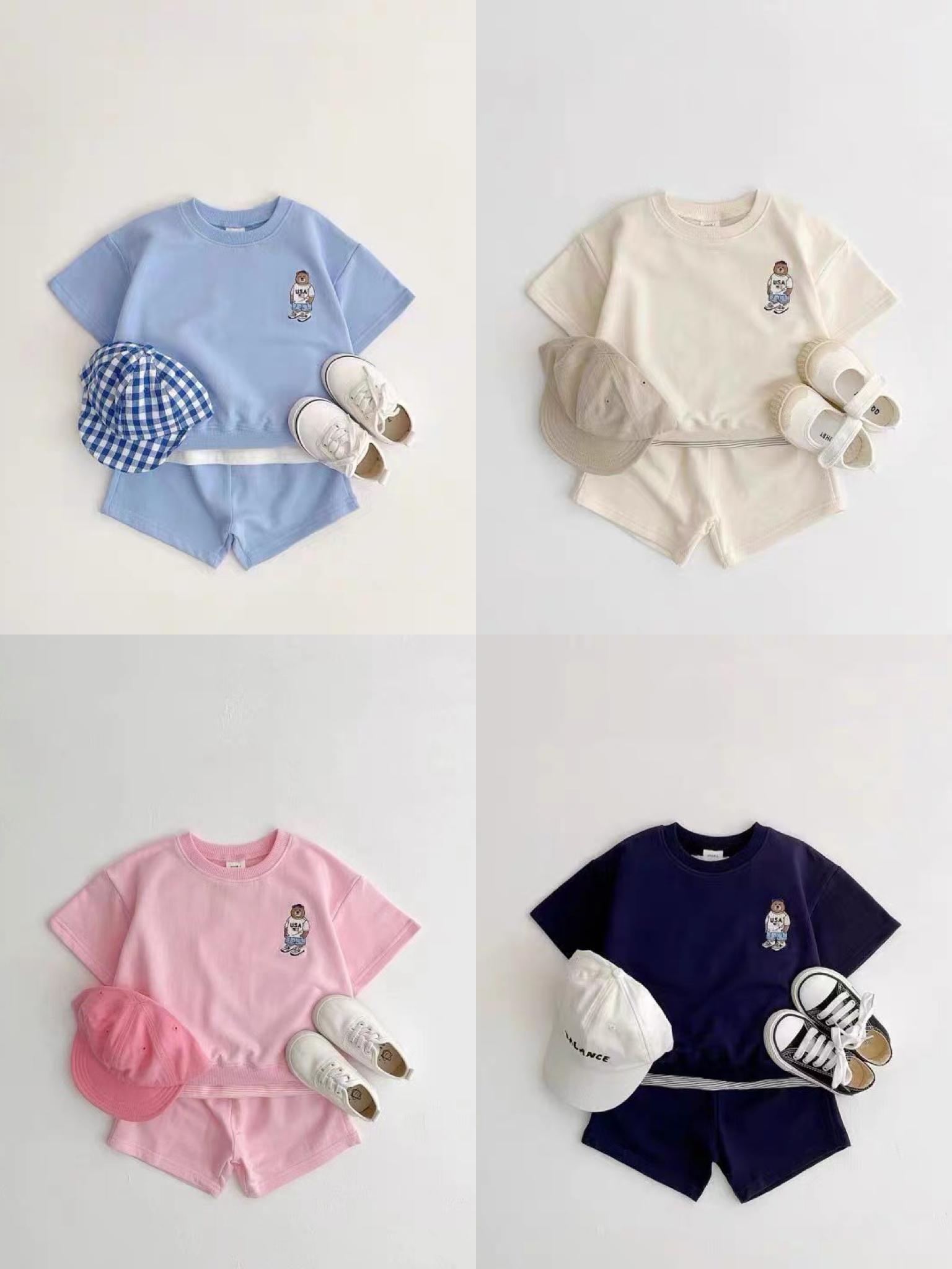 y175 - Cute Knitted Bear Short-Sleeved Suit
