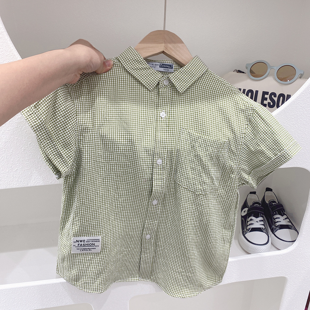 y180 - Fine Plaid Short Sleeve Shirt - Image 3