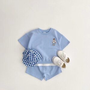 y175 - Cute Knitted Bear Short-Sleeved Suit - 图片 2