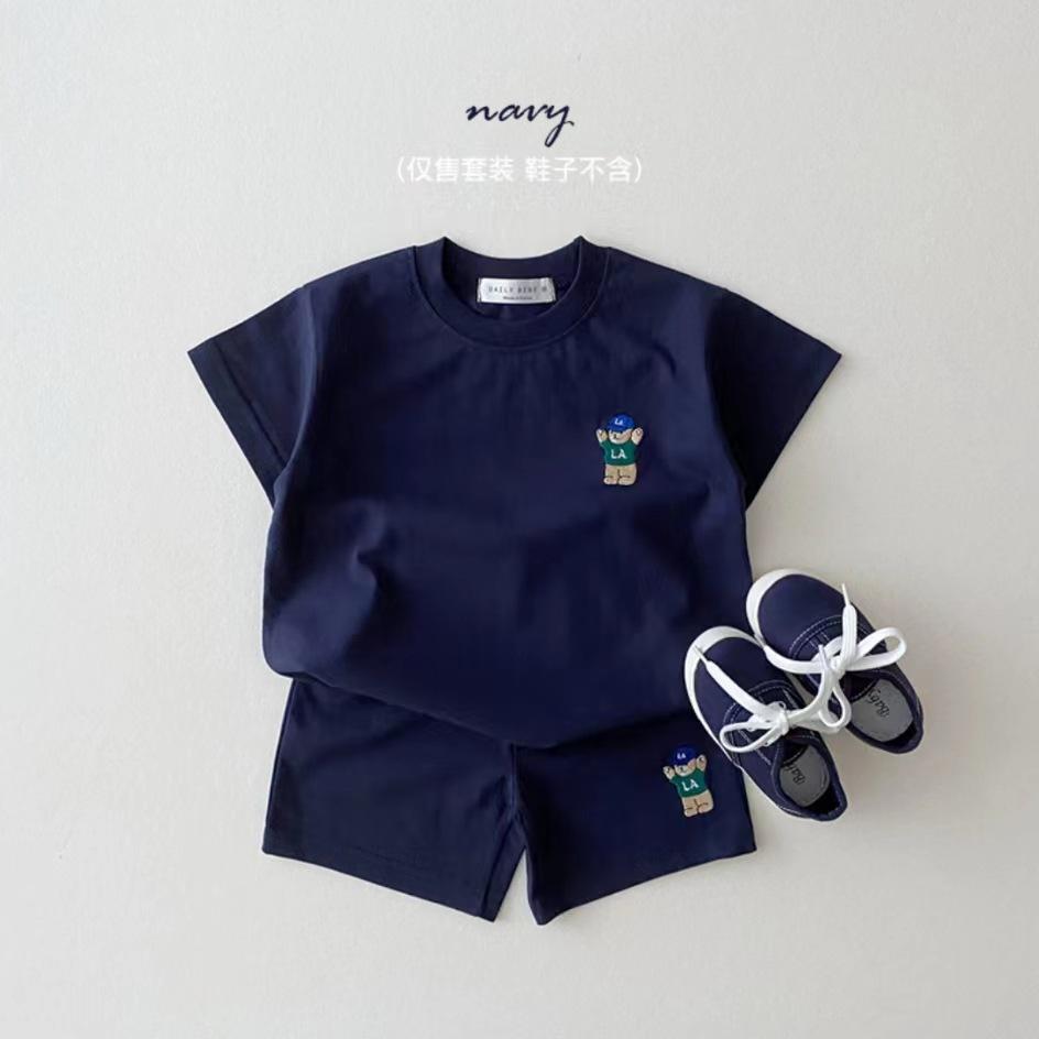 y174 - Cute Pure Cotton Casual Bear Short-Sleeved Suit - Image 7
