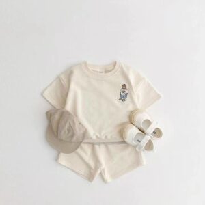 y175 - Cute Knitted Bear Short-Sleeved Suit - 图片 3