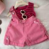 y168 - Striped Tank Top and Bib Shorts Two-Piece Set - Image 1