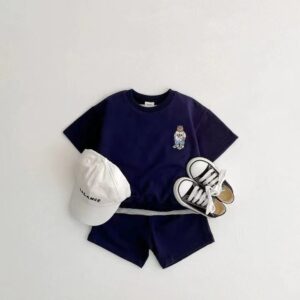 y175 - Cute Knitted Bear Short-Sleeved Suit - 图片 4