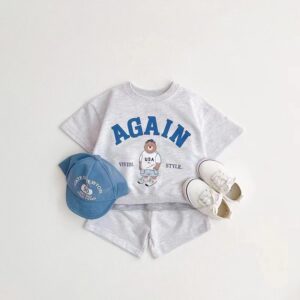 y176 - Cute Standing Bear Short-Sleeved Suit - 图片 2