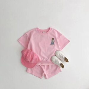y175 - Cute Knitted Bear Short-Sleeved Suit - 图片 5