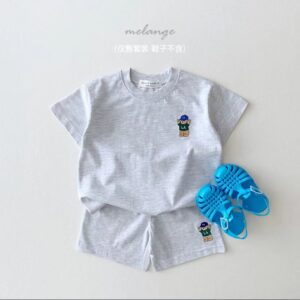 y174 - Cute Pure Cotton Casual Bear Short-Sleeved Suit - 图片 2