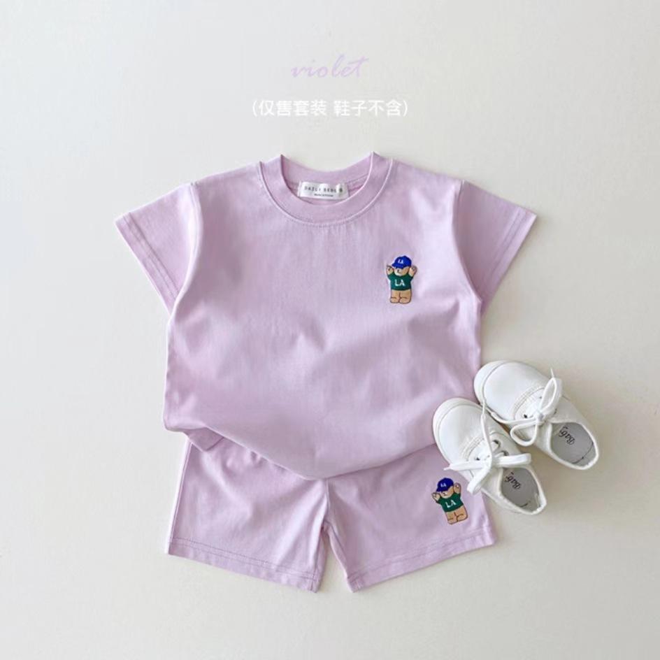 y174 - Cute Pure Cotton Casual Bear Short-Sleeved Suit - Image 6