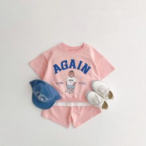 y176 - Cute Standing Bear Short-Sleeved Suit - 图片 3