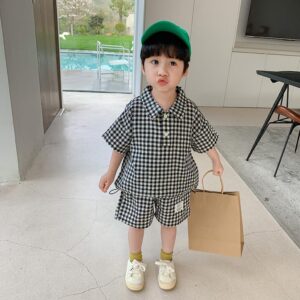 y182 - Premium Fashion Baby Boy Plaid Suit - 图片 3