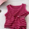 y168 - Striped Tank Top and Bib Shorts Two-Piece Set - Image 2