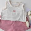 y172 - Little Girl's Two Piece Suit (Love Shape Cloth + Pink Pant) - Image 5